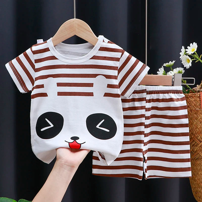 Kids Clothes Set Baby Boy/Girl T-Shirt + Shorts Summer Clothing Cotton Cartoon Casual Boys Tracksuit Children Baby Clothes Set - I YAN