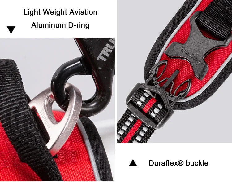 Reflective nylon dog harness by I YAN for medium to large dogs, adjustable no-pull design with safety leash for walking and running.