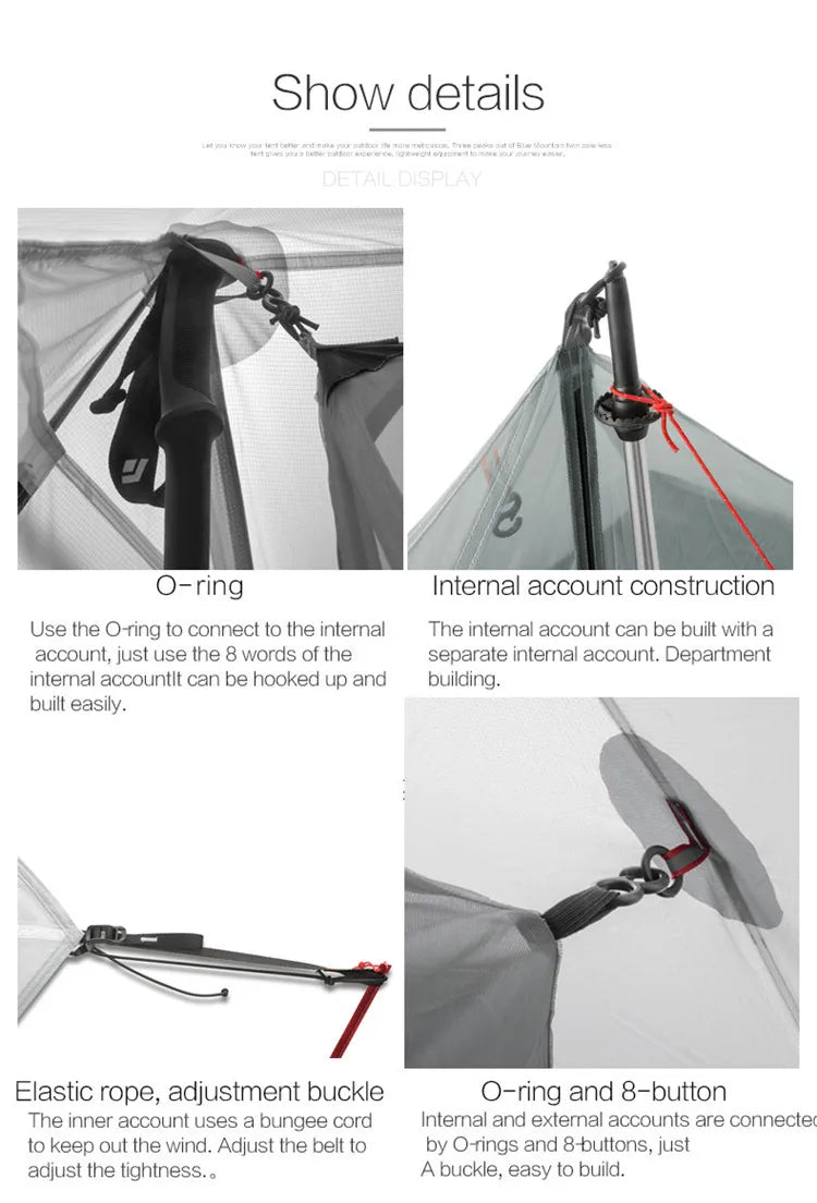 1 Person Oudoor Ultralight Camping Tent Single Man 3 Season Professional 15D Silnylon Rodless Tent