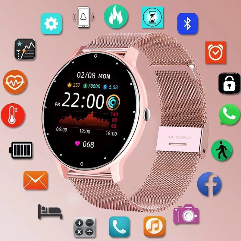 LIGE 2026 Smart watch Ladies Full touch Screen Sports Fitness watch IP67 waterproof Bluetooth For Android iOS Smart watch Female