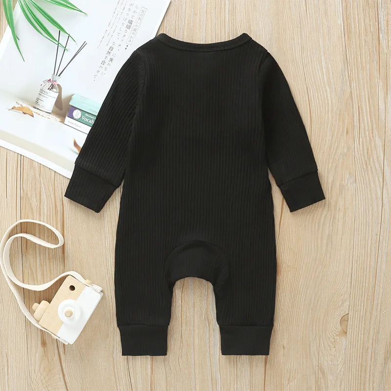 Spring Autumn Newborn Infant Baby Boys Girls Full Sleeve Rib Cotton Romper Playsuit Jumpsuit