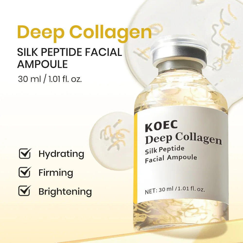KOEC Deep Collagen Silk Peptide Facial Ampoule, Intensive Lifting Serum for Face for Anti-Aging, Tightening, Firming Hydration