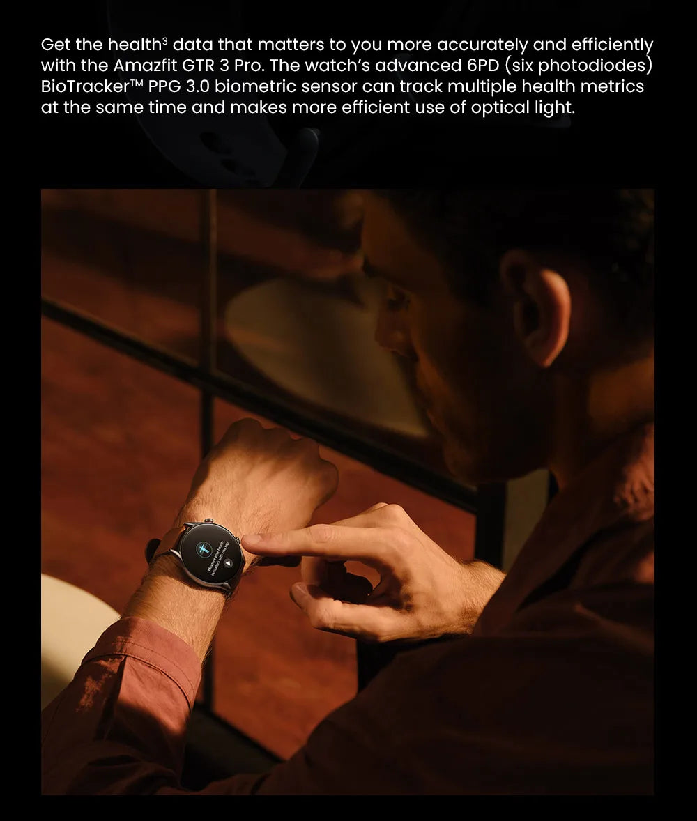 Amazfit GTR 3 Pro GTR3 Pro GTR-3 Pro 46mm Smartwatch AMOLED Display Zepp OS App 12-day Battery Life Watch  150+Sports Modes