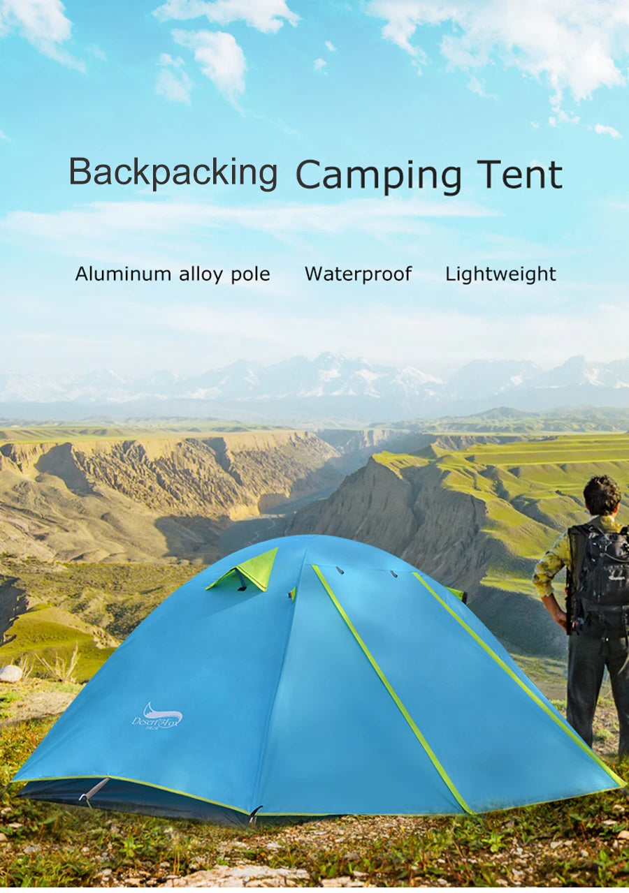 Desert Fox Camping Tents 1/2/3 Person Outdoor Lightweight Backpacking Tent Waterproof 3 Season Tent for Family Hiking Travelling
