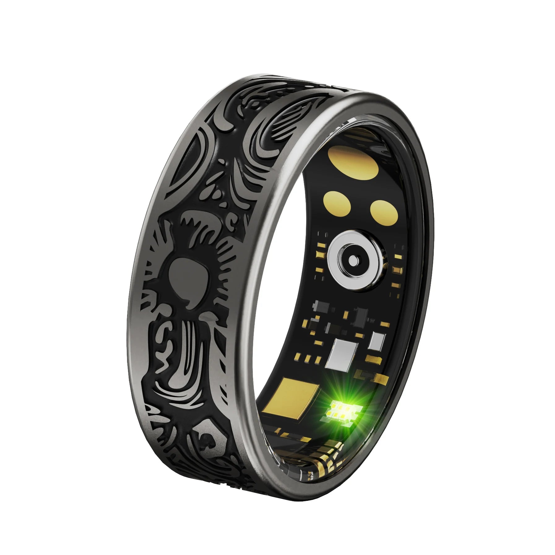 Waterproof Smart Ring 20mAh Battery Long Time Standby Gunmetal Retro Design Compatible Android IOS Health APP Fitness Tracker