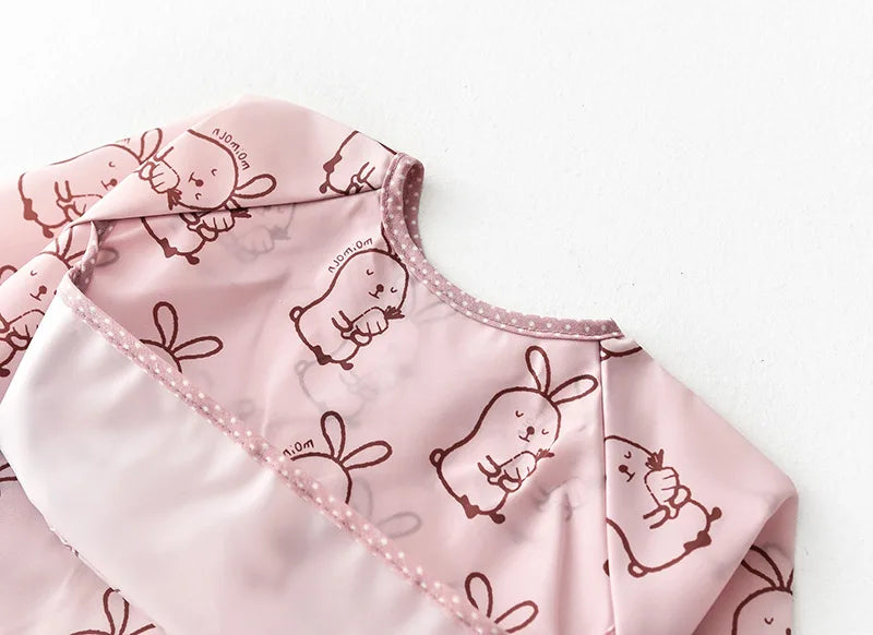 Baby Waterproof Bibs Long Sleeve Pocket Infant Cute Colorful Cartoon Printing Feeding Burp Cloths Baby Eating Accessories