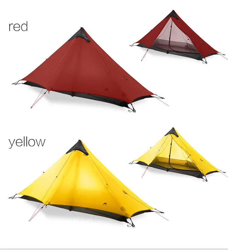 1 Person Oudoor Ultralight Camping Tent Single Man 3 Season Professional 15D Silnylon Rodless Tent