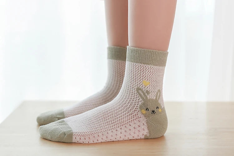 5Pairs/lot Summer Spring Baby Socks Cotton Animal Cartoon Cute Kids Socks Mesh Thin Lovely Colorful Socks