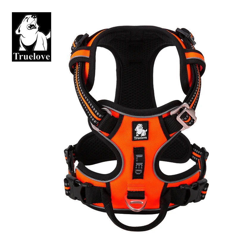 Reflective nylon dog harness by I YAN, adjustable no-pull design for medium to large dogs, suitable for walking and running safety.