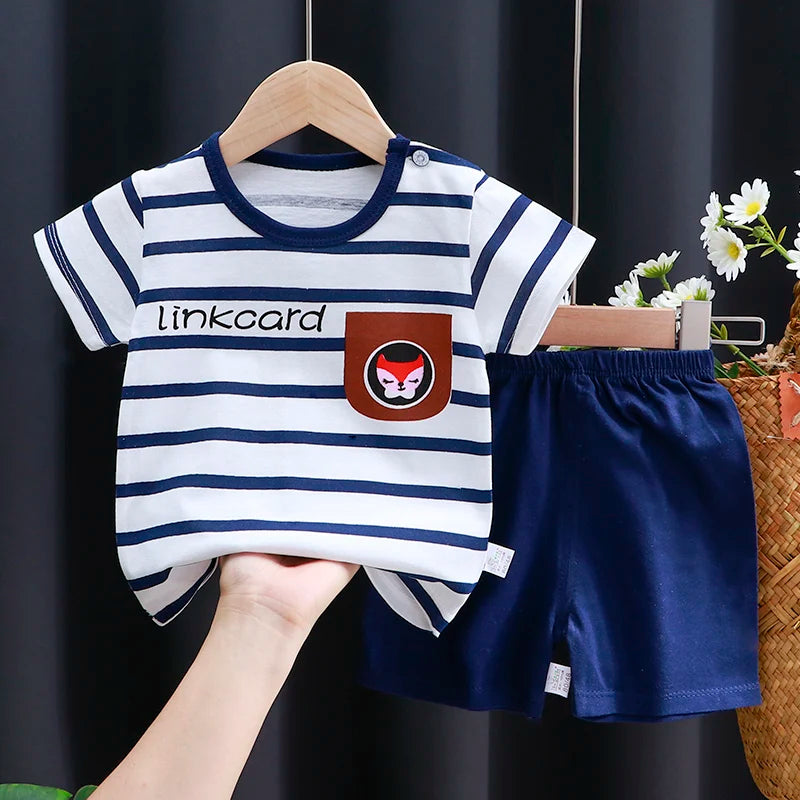 Kids Clothes Set Baby Boy/Girl T-Shirt + Shorts Summer Clothing Cotton Cartoon Casual Boys Tracksuit Children Baby Clothes Set - I YAN
