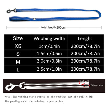 Reflective nylon pet leash by I YAN for large dogs and cats, padded and 200cm long, available in 11 colors.