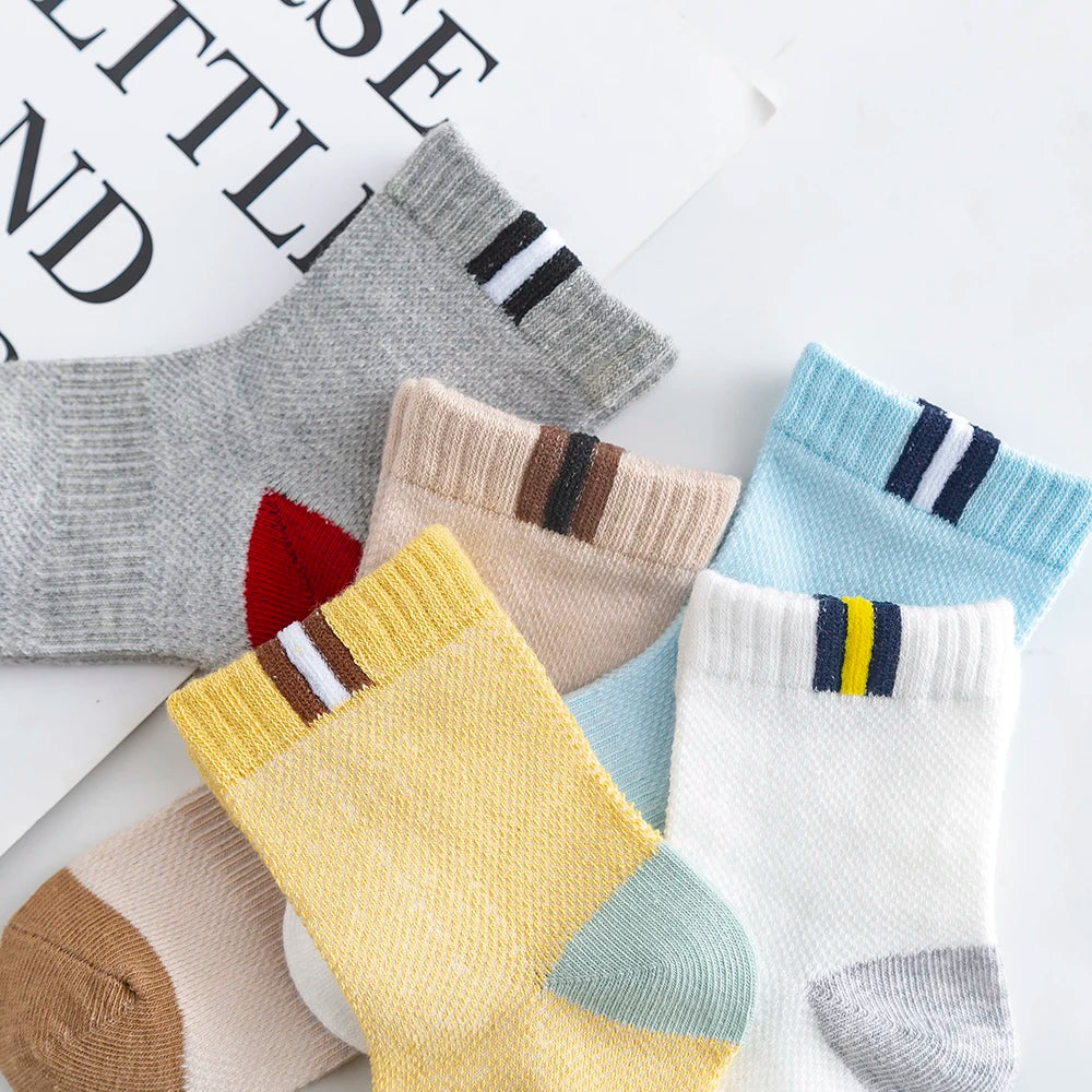 5Pairs/lot 2-9Y Baby Socks Summer Cotton Color Patchwork Kids Socks Colorful Girls Mesh Cute Newborn Boys Toddler Socks Baby