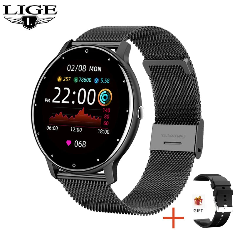 LIGE 2026 Smart watch Ladies Full touch Screen Sports Fitness watch IP67 waterproof Bluetooth For Android iOS Smart watch Female