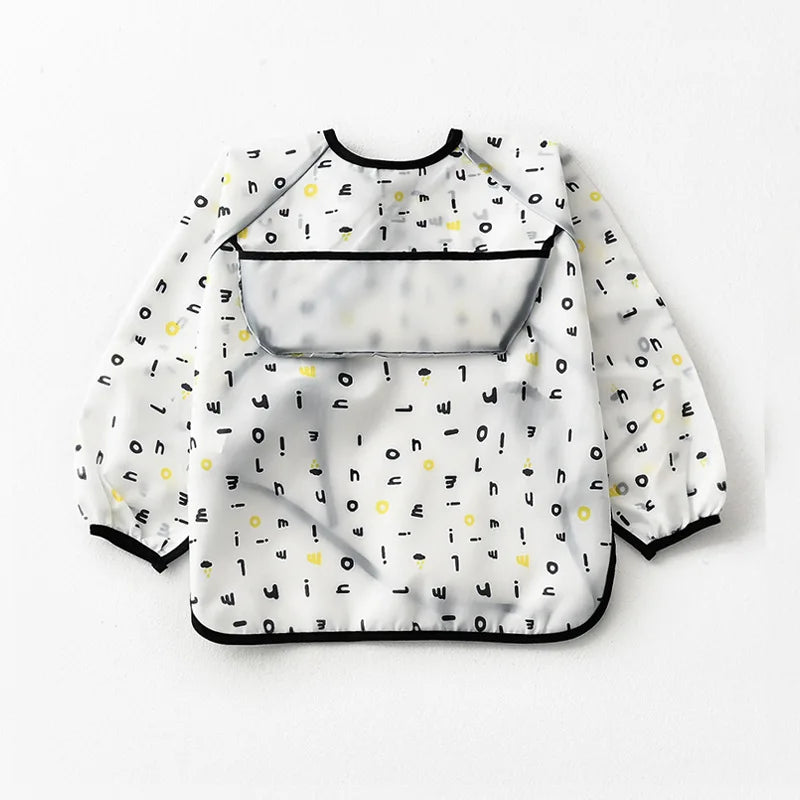 Baby Waterproof Bibs Long Sleeve Pocket Infant Cute Colorful Cartoon Printing Feeding Burp Cloths Baby Eating Accessories