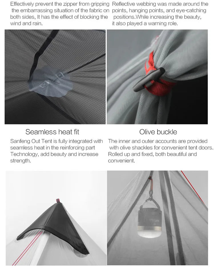 1 Person Oudoor Ultralight Camping Tent Single Man 3 Season Professional 15D Silnylon Rodless Tent