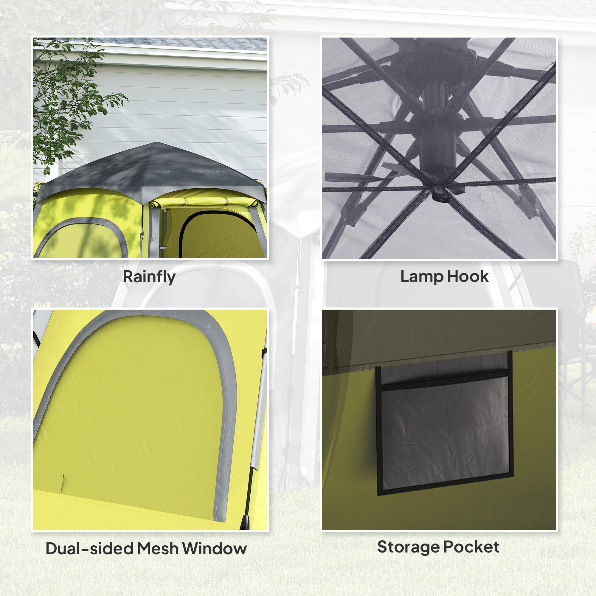 Instant Camping Tent, 2/3/4 Person Easy Setup Dome Family Tent with Vestibule, Rainfly, 4 Mesh Windows & 2 Doors