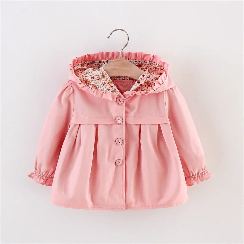 Newborn Baby Girl Clothes Spring And Autumn Solid Color Baby Girl Coat Simple Girl'S Windbreaker