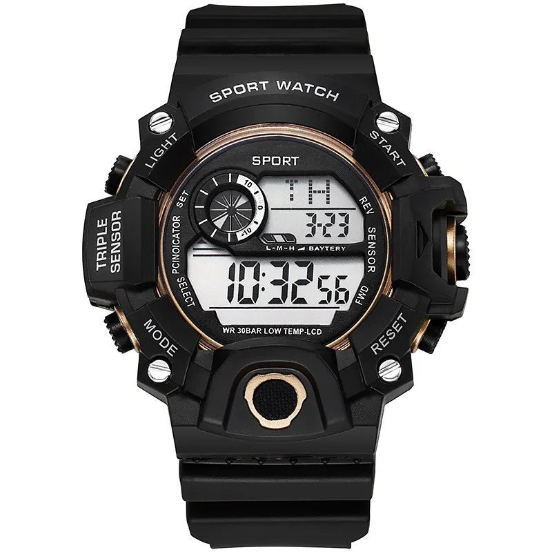 Fashion Men's Watch Sports Electronic Wristwatch Large dial Multifunctional Waterproof Luminous Alarm Kids Male's Military Watch