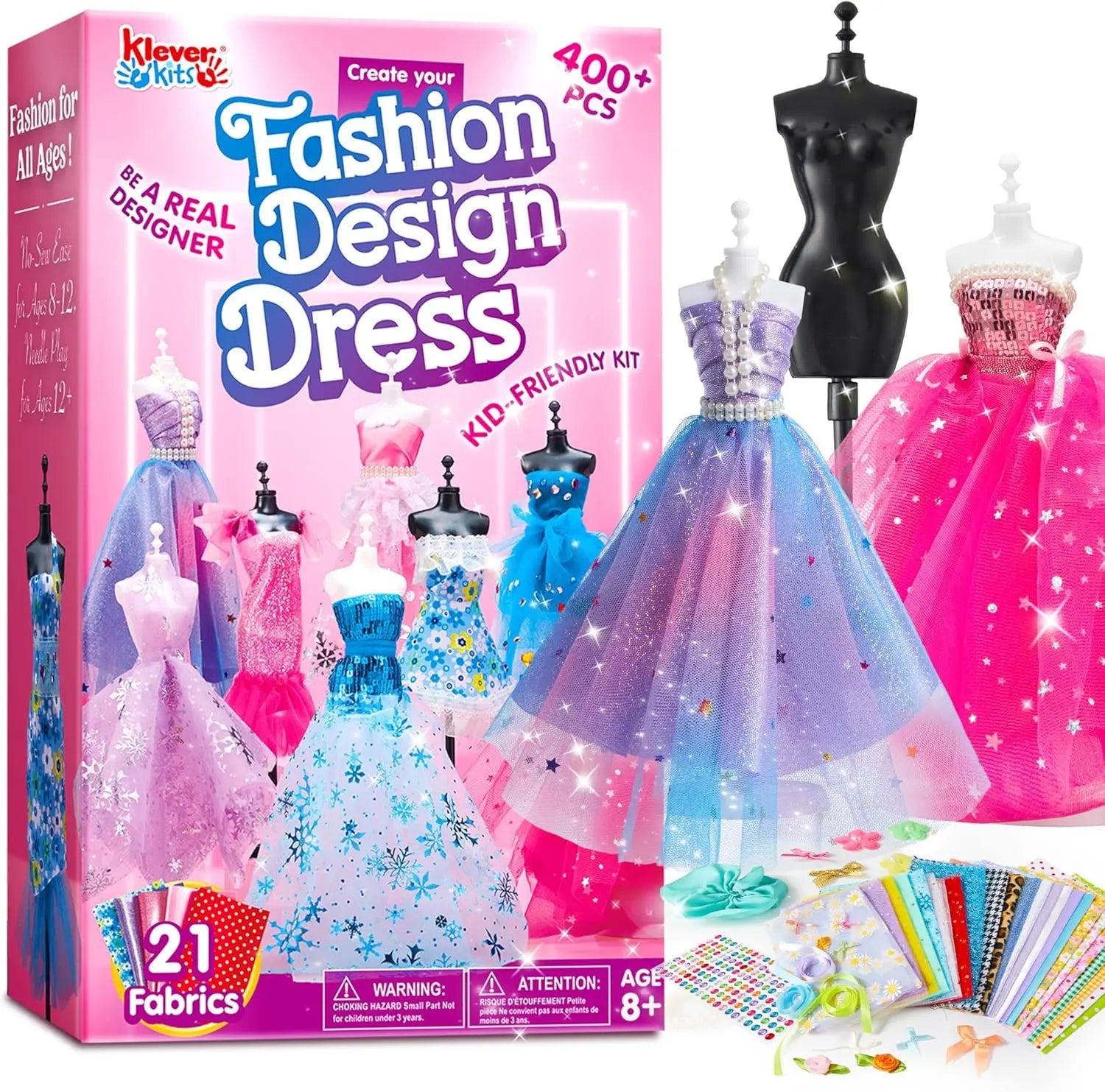 JOYFY fashion design craft kit for kids, includes sewing supplies and 3 mannequins, perfect for girls aged 8-12 DIY art projects