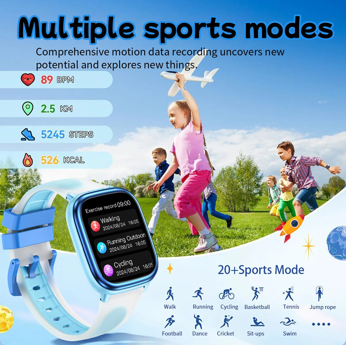 2026 Children's Smart Watch Multiple Learning Modes – Early Education Health Monitor LED Flashlight IP68 Waterproof - I YAN