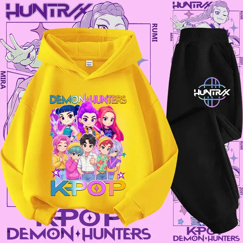 K-Pop Devil Hunter Kids Tracksuit Set – Soft Breathable Hoodie & Pants Girls & Boys Ages 4-13 - I YAN