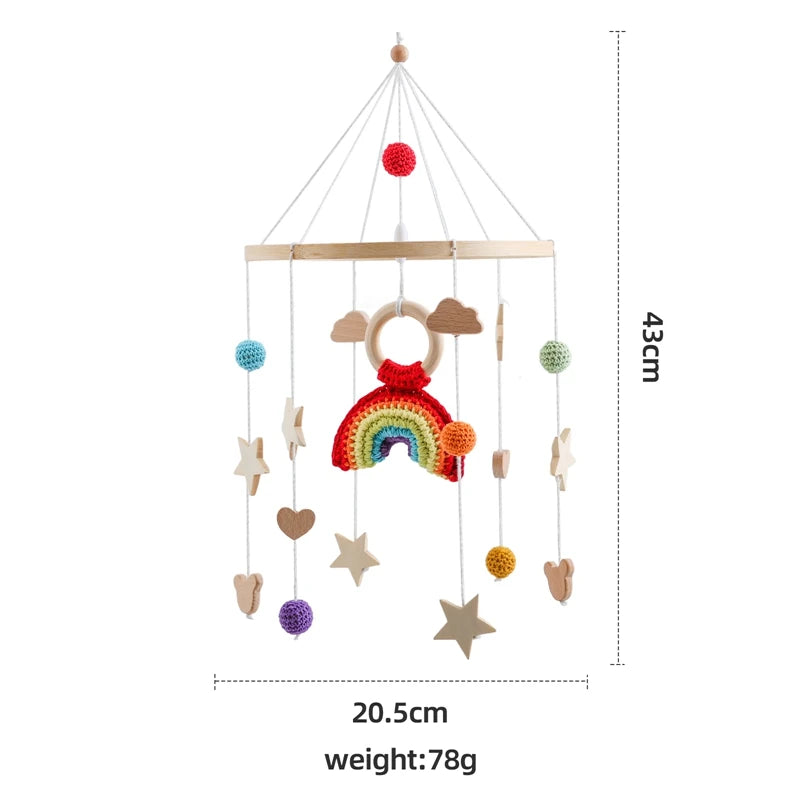 Crochet Stars Baby Crib Mobile – Wooden Bed Bell Hanging Toy for Newborns 0-12M - I YAN