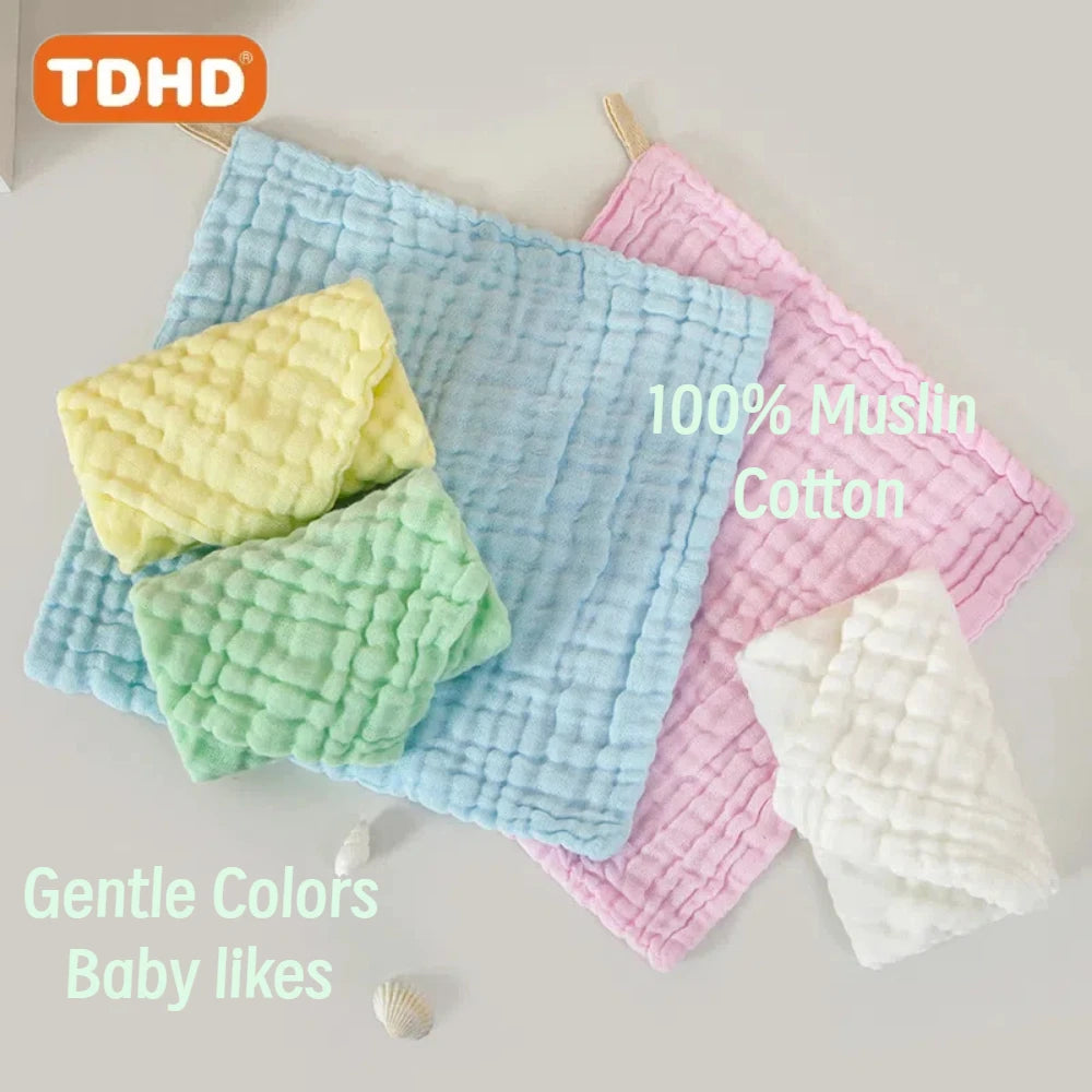 Baby Gauze Saliva Towels 5-Pack Pure Cotton 6-Layer – Absorbent Burp Cloths for Newborns 0-12M - I YAN