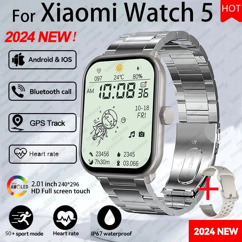 Watch 5 Global Version Men Women AMOLED Screen Always Show Time Heart Rate Bluetooth Call GPS Track Waterproof Sports Smartwatch