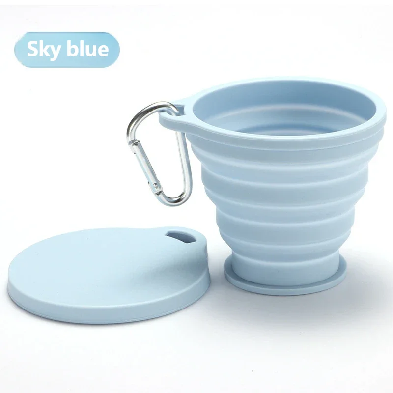 Portable Silicone Folding Cup with Hanging Hole Collapsible Outdoor Water Cup for Camping Hiking Travel