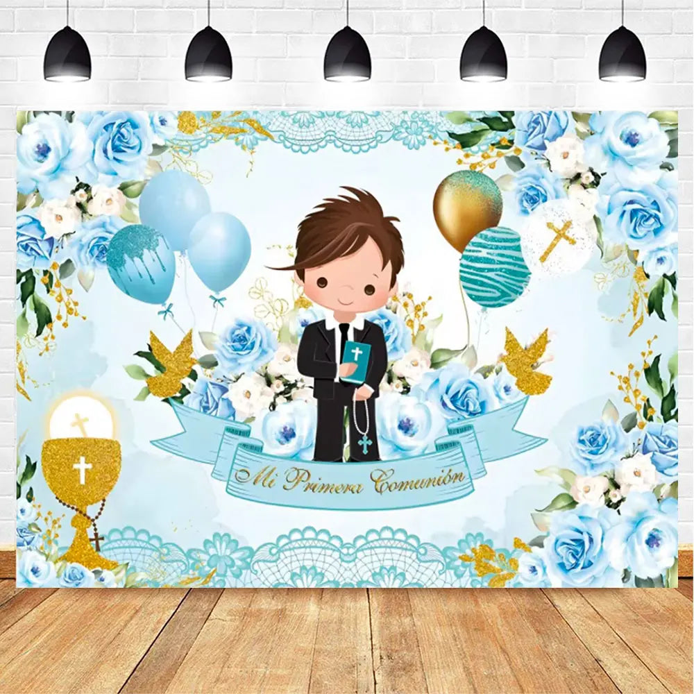 My First Communion Theme God Bless Boy Girls Party Decoration Supplie Grail God Bless Baptism Christening Baby Shower Background