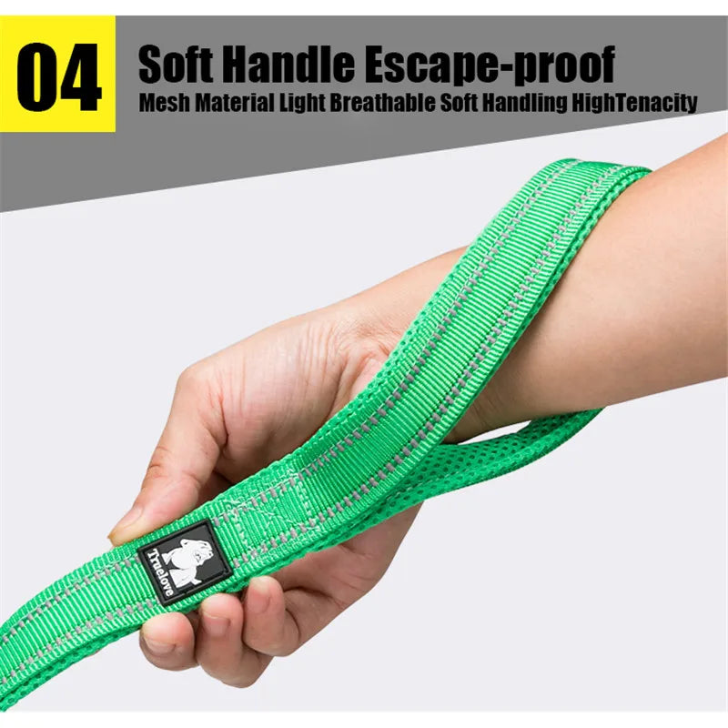 Reflective nylon pet leash from I YAN with padded handle, suitable for large dogs or cats, in various colors, 200cm length.
