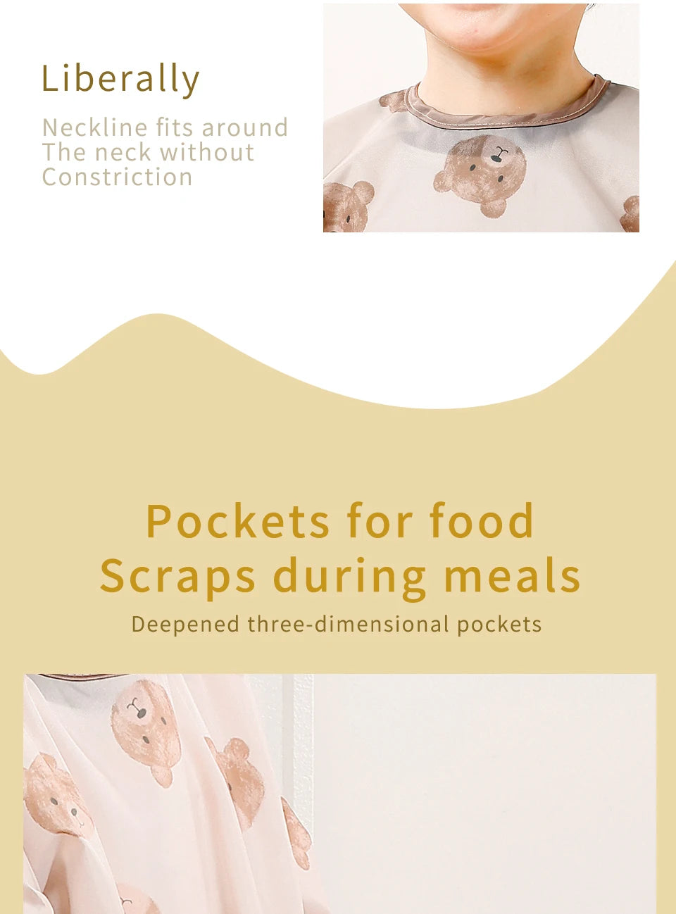 Elinfant 1PC Long Sleeve Bibs, Waterproof Feeding Bibs,Washable Burp Cloth,Coveralls Bibs,Easy To Clean,Wash-Free Eating Bibs