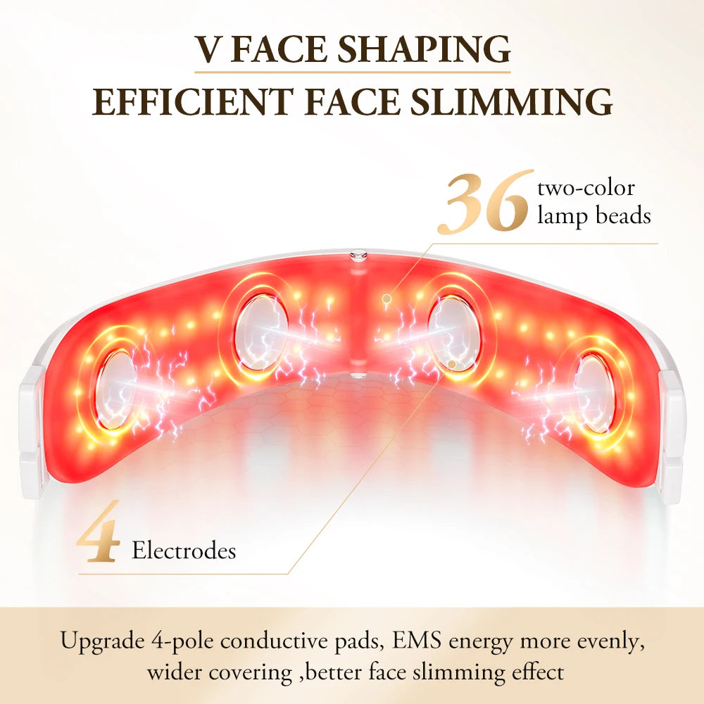 ANLAN V-Face Lifting Beauty Device 4-pole Double Chin Remove EMS Facial Slimming Red/Blue Light Heat Massage Face Lift Machine