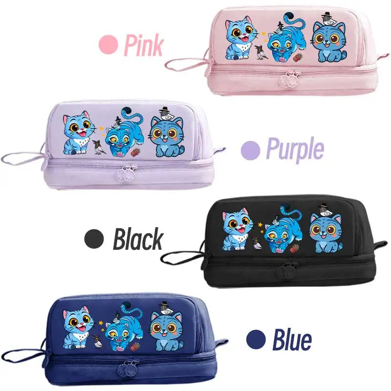 I YAN Kpop Demon Hunters pencil case with double-layer design, anime stationery bag for kids, featuring vibrant Demon Hunters artwork.