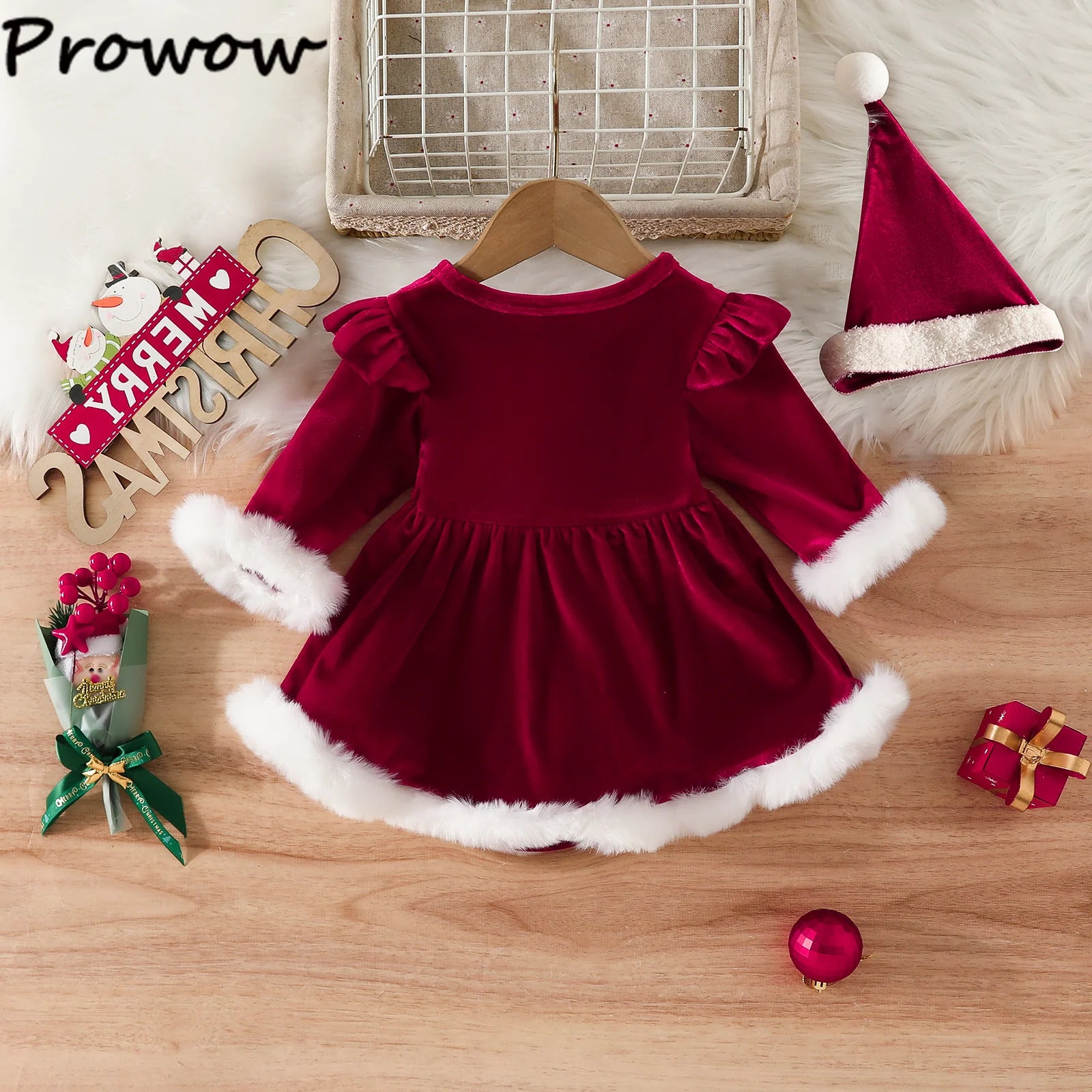 Baby New Year Dresses Girls Letter"Santa Baby" Velvet Christmas Bodysuit Dress For Girls Newborn My First Christmas Baby Costume