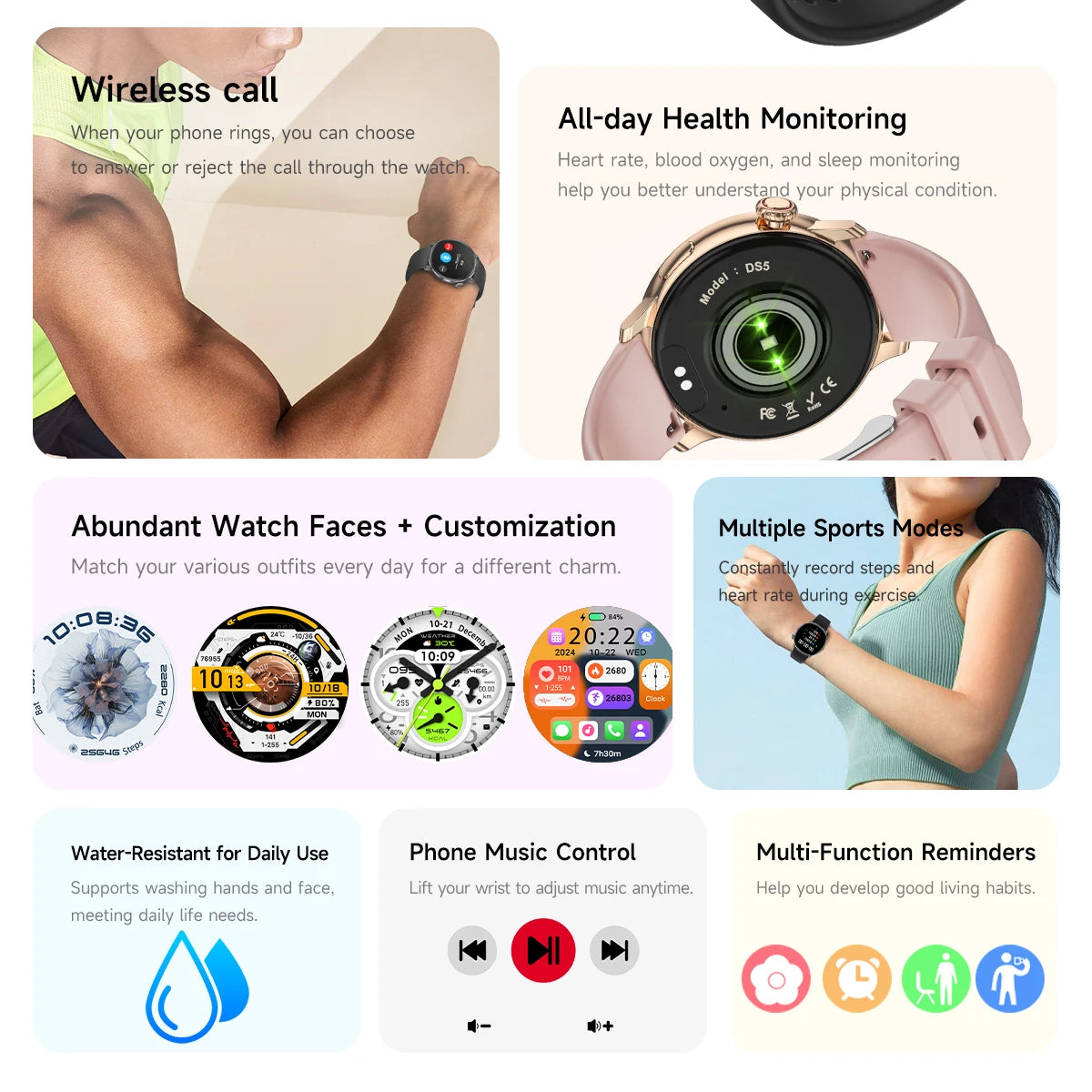 2026New Lady women Fashion Smart Watch Bluetooth Call Blood oxygen Health GPS Sport Outdoor Smartwatch for Women AMOLED Screen