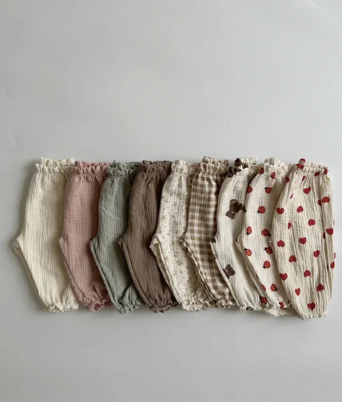 Organic Cotton Baby Pants Newborn Toddlers Autumn Spring Summer Winter Cute Print Soft Muslin Clothes Pants Pantalons Capris