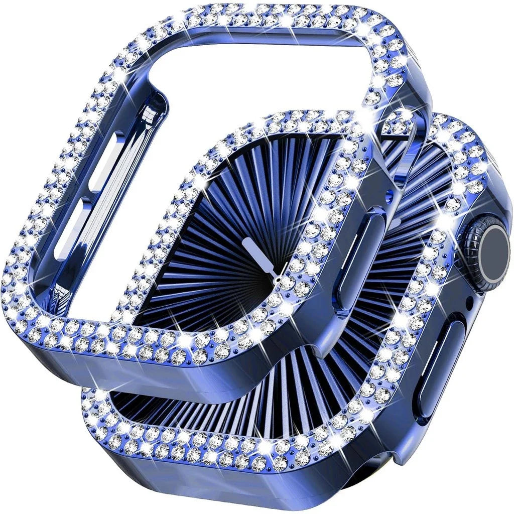 Bling Diamond Hollow Case for Apple Watch 46mm 42mm 40mm 41/44/45/49/41mm for iWatch Series 11 10 9 8 7 6 5 4 3 Protector Cover - I YAN