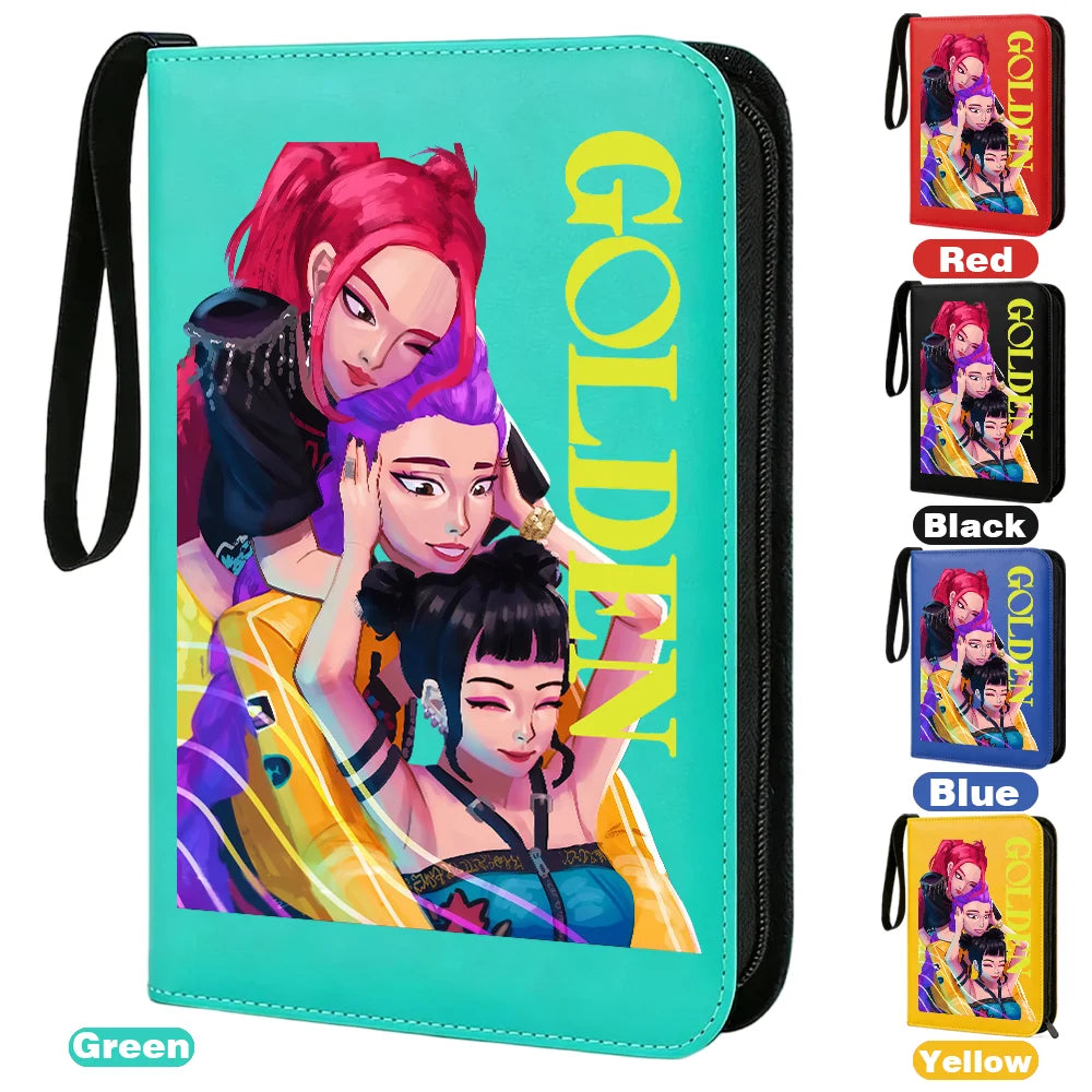 I YAN Demon Hunters card album binder with 400 pockets, PU zipper holder for storing trading cards and collectibles.