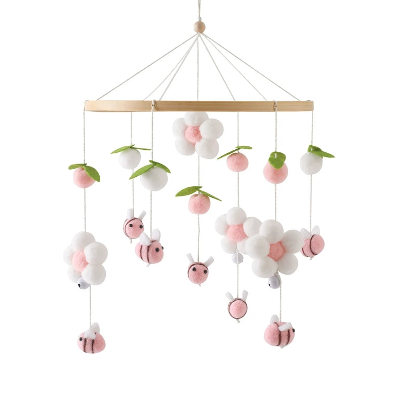 Wooden Baby Crib Mobile with Music Box – Bed Bell Hanging Rattle for Newborns 0-12M - I YAN