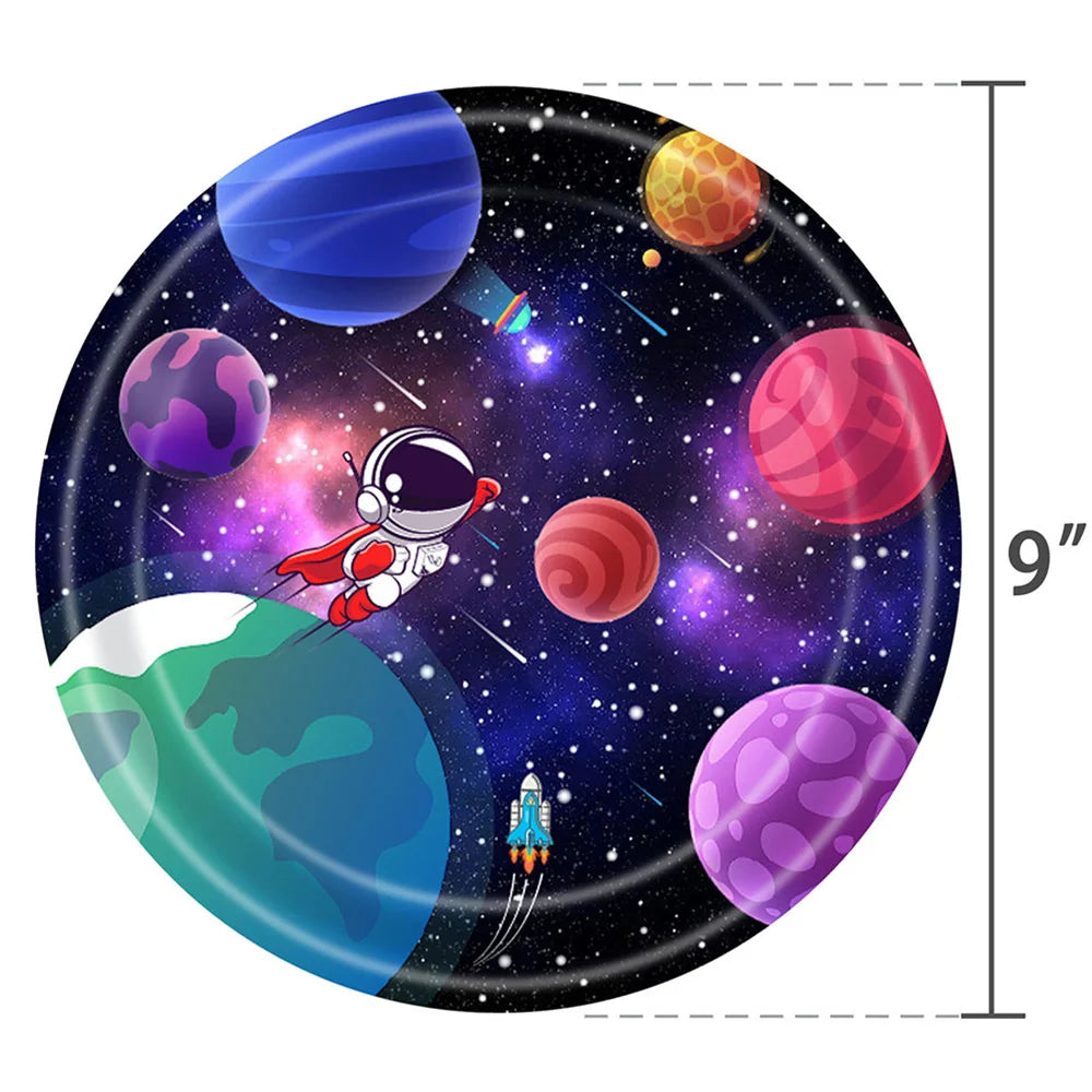 10/50pcs Outer Space Party Tableware Disposable Paper Plates  Space Themed Galaxy Party Kids Birthday Party Decoration Supplies