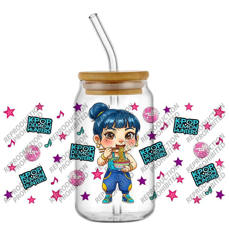 Popular K-POP cartoon Hunter design easy peel waterproof DIY Decals 3D uvdtf tumbler transfers stickers 16oz uv dtf cup wrap