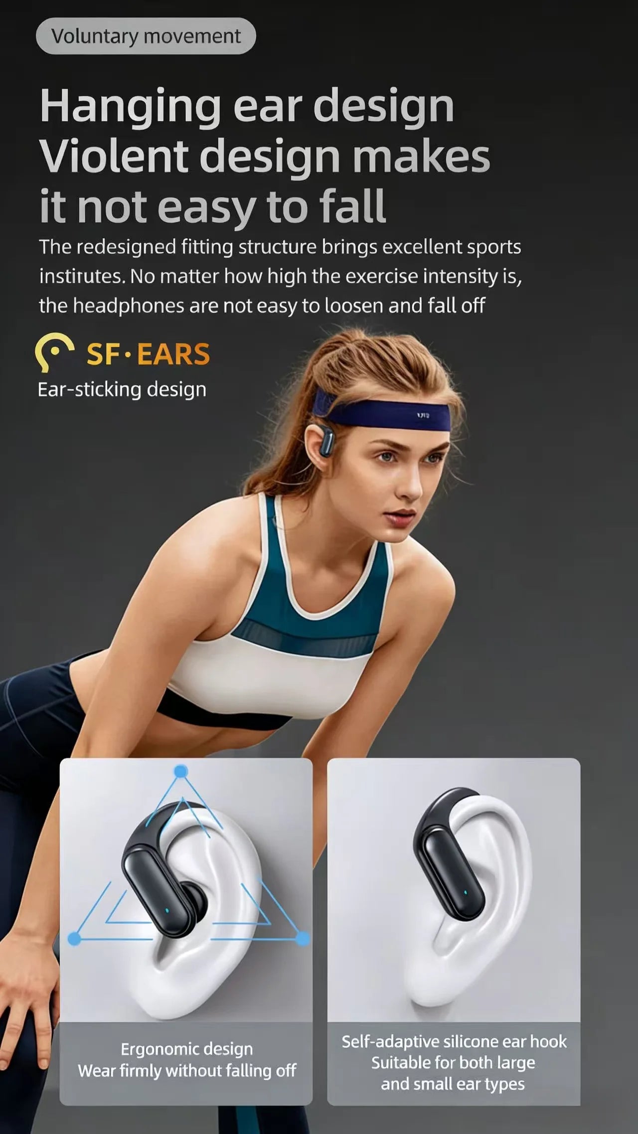 A520 Bluetooth Headset V5.3 Wireless Earphones Headphones With Microphone Headphones Sports Earbuds Anti-Sweat
