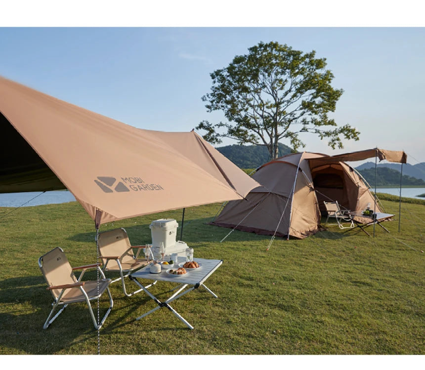 MOBI GARDEN Camping Tunnel Tent Two Bedrooms Waterproof Sunshade Portable Living Tent