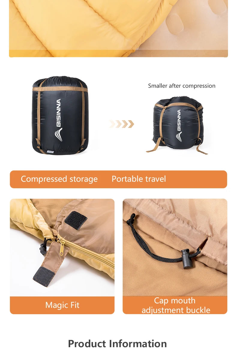 2 Person Camping Sleeping Bag Four Seasons Portable Winter Sleeping Bag for Outdoor Camp Travel Hiking