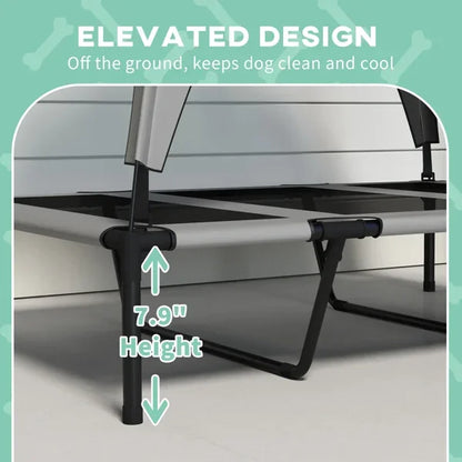 Elevated I YAN dog bed with cooling pad, removable canopy, breathable mesh, portable pet cot for large dogs indoors or outdoors