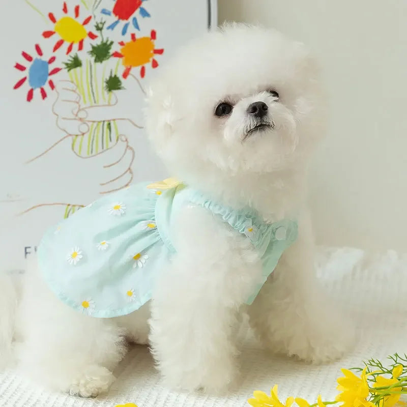 Dog Princess Dress Cute Pet Dog Mesh Dress Kitten Puppy Pet Skirt Dog Summer Dress Bow Lace Korean Poodle Chihuahua Dog Clothes