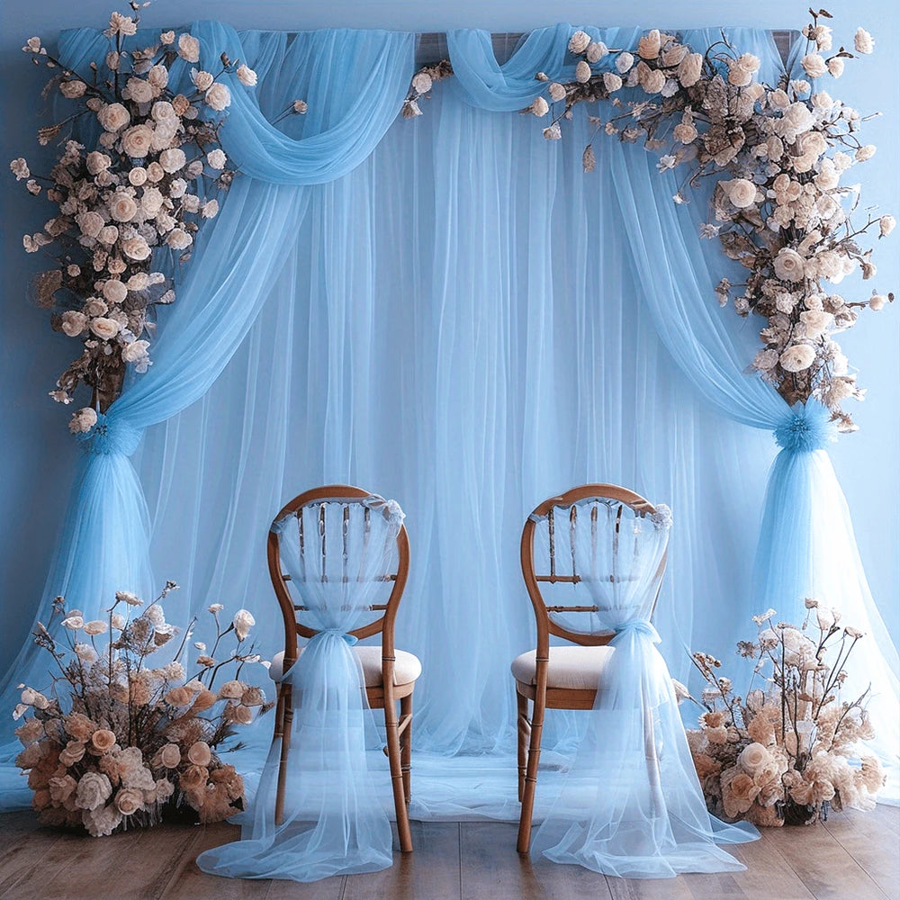 Mesh Gauze Backdrop Curtain Parties Wrinkle Free Photo Curtains Backdrop Drapes Fabric Decoration for Birthday Party Wedding