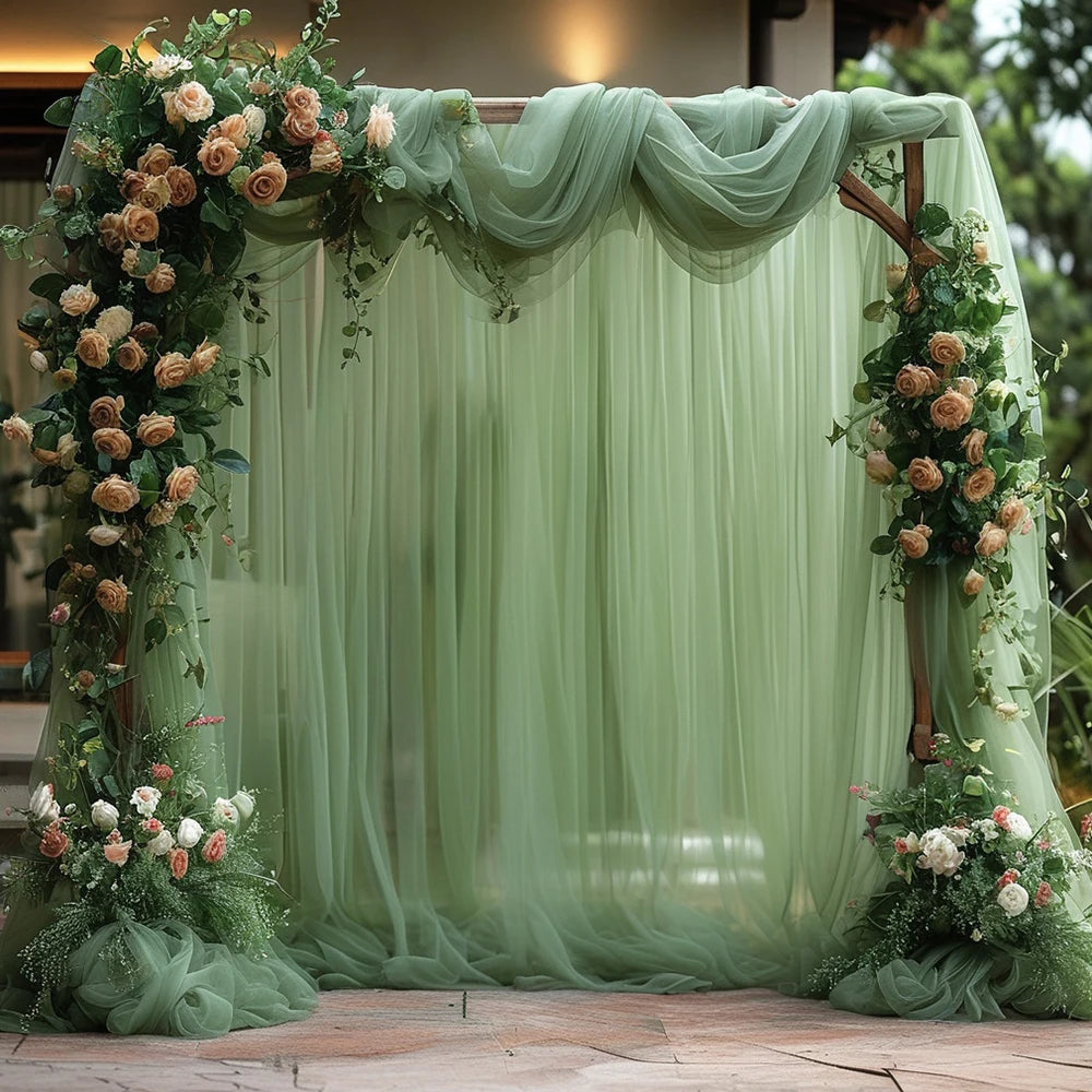 Mesh Gauze Backdrop Curtain Parties Wrinkle Free Photo Curtains Backdrop Drapes Fabric Decoration for Birthday Party Wedding