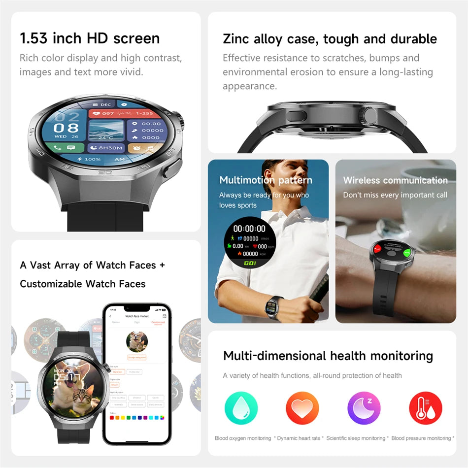 New GT5 Pro Smart Watch Men AMOLED HD Screen GPS NFC Heart Rate Bluetooth Call Watch 5 MAX IP68 Waterproof SmartWatch Man